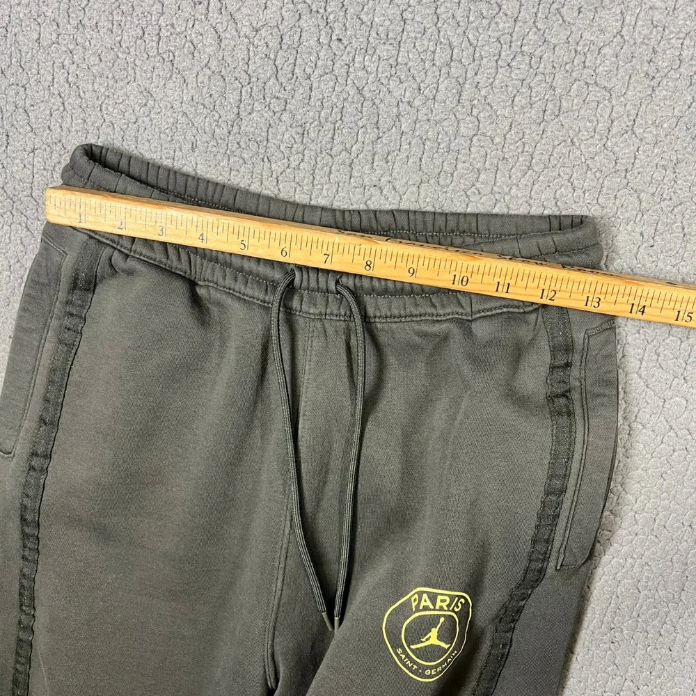 Jordan x PSG Paris Saint-Germain Fleece Sweatpants Mens Small Green Yellow Logo